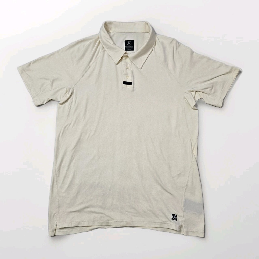Backcountry Mens Short Sleeve Performance‎ Polo Shirt Cream Ivory Medium Outdoor